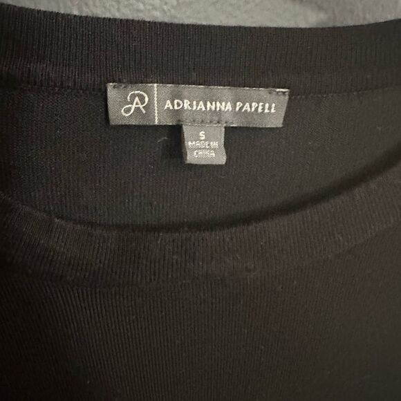 Adrianna Papell Crewneck Sweater Shear Sleeves Gold Polka Dots Size S - Picture 8 of 16